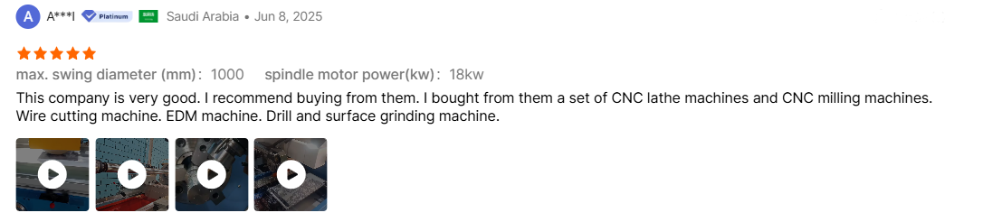 This company is very good.I recommend buying from them.I bought from them a set of CNC lathe machines and CNC miling machines.Wire cutting machine.EDM machine.Drill and surface grinding machine.